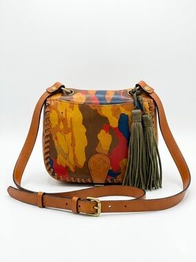 Patricia Nash Karisa Camo Leather Saddle Bag